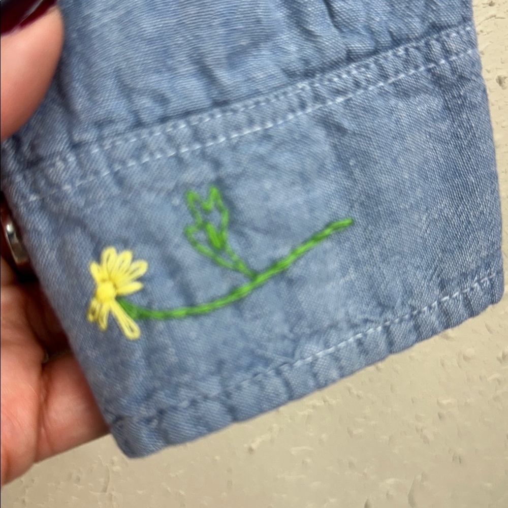 Vtg 70s BIG MAC Chambray Work Shirt Hand EmbroideredFloral HippieBoho JCPenney S - Picture 6 of 11